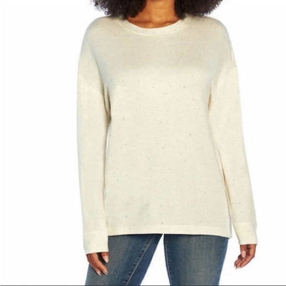 Three Dots Comfy Casual Speckled Pullover Lightweight Scoop Neck Sweater - Picture 1 of 9